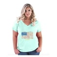 thumbnail image 1 of NIB - Women's Plus Size V-neck T-Shirt - American Flag USA in Gold, 1 of 4