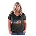 thumbnail image 1 of NIB - Women's Plus Size V-neck T-Shirt - American Flag USA in Gold, 1 of 3