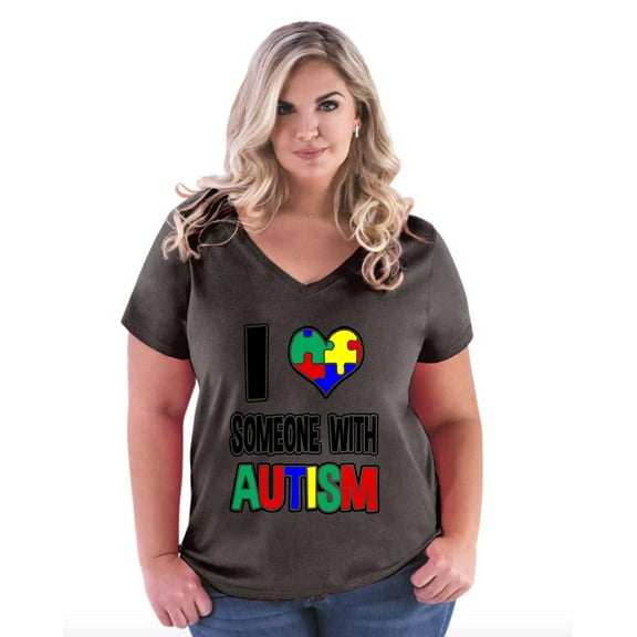 NIB - Women's Plus Size V-neck T-Shirt - Autism Awareness