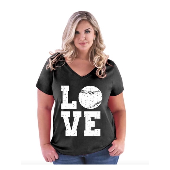NIB - Women's Plus Size V-neck T-Shirt - Baseball