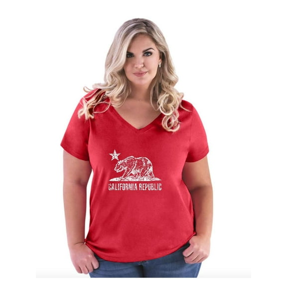 NIB - Women's Plus Size V-neck T-Shirt - California Bear
