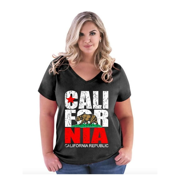 NIB - Women's Plus Size V-neck T-Shirt - California Cali