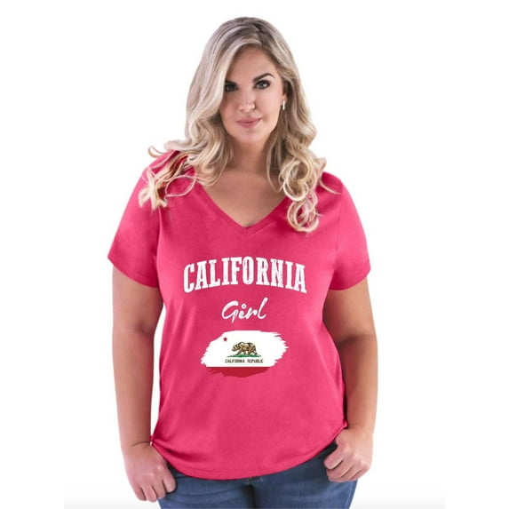 NIB - Women's Plus Size V-neck T-Shirt - California Girl