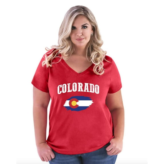 NIB - Women's Plus Size V-neck T-Shirt - Colorado Flag