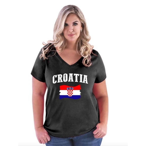 NIB - Women's Plus Size V-neck T-Shirt - Croatia Flag