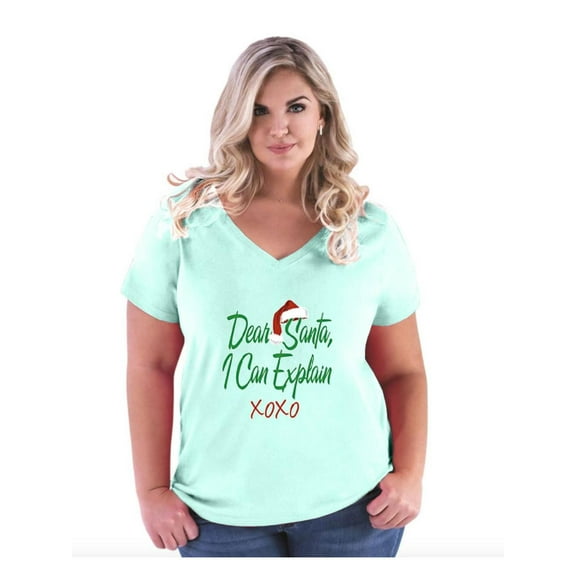 NIB - Women's Plus Size V-neck T-Shirt - Dear Santa