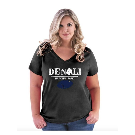 NIB - Women's Plus Size V-neck T-Shirt - Denali National Park