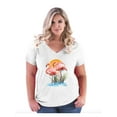 thumbnail image 1 of NIB - Women's Plus Size V-neck T-Shirt - Flamingo, 1 of 5
