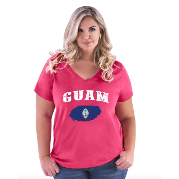 NIB - Women's Plus Size V-neck T-Shirt - Guam Flag