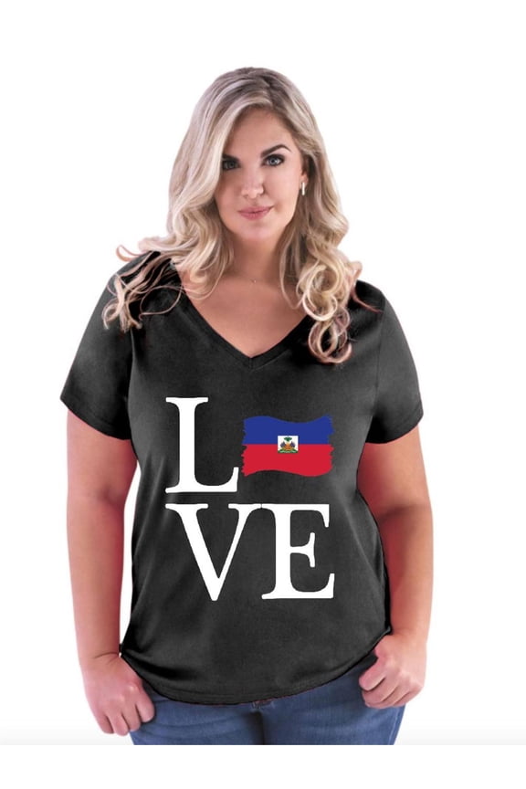 - Women's Plus Size V-neck T-Shirt - Haiti