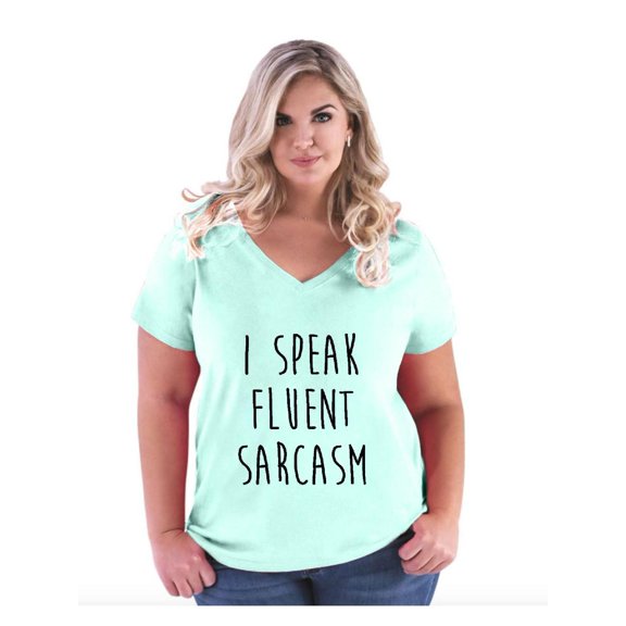 NIB - Women's Plus Size V-neck T-Shirt - I Speak Fluent Sarcasm