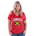 thumbnail image 1 of NIB - Women's Plus Size V-neck T-Shirt - Jamaica Flag, 1 of 5