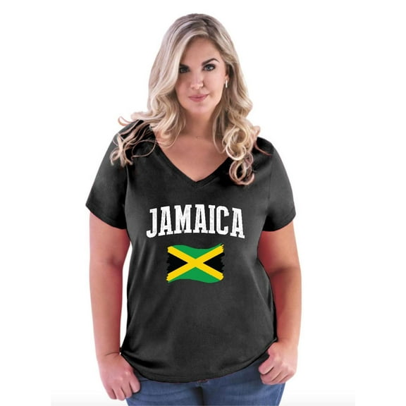 NIB - Women's Plus Size V-neck T-Shirt - Jamaica Flag