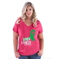 thumbnail image 1 of NIB - Women's Plus Size V-neck T-Shirt - Liver Cancer, 1 of 3