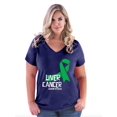 thumbnail image 1 of NIB - Women's Plus Size V-neck T-Shirt - Liver Cancer, 1 of 4
