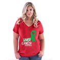 thumbnail image 1 of NIB - Women's Plus Size V-neck T-Shirt - Liver Cancer, 1 of 5