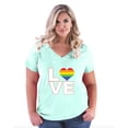 thumbnail image 1 of NIB - Women's Plus Size V-neck T-Shirt - Love Rainbow, 1 of 3