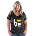 thumbnail image 1 of NIB - Women's Plus Size V-neck T-Shirt - Love Rainbow, 1 of 3