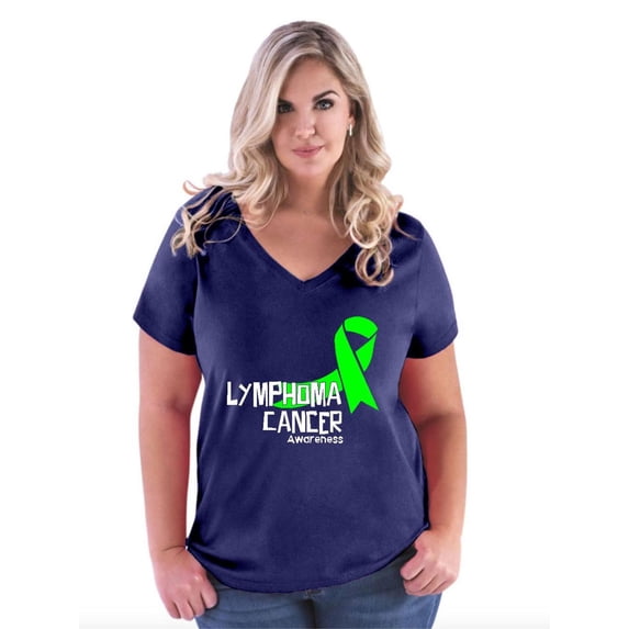 NIB - Women's Plus Size V-neck T-Shirt - Lymphoma Cancer