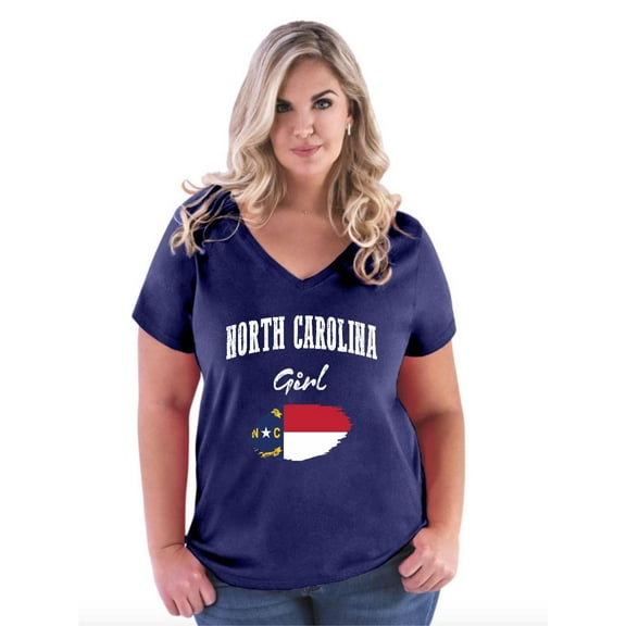 NIB - Women's Plus Size V-neck T-Shirt - North Carolina Girl