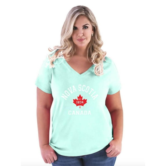 NIB - Women's Plus Size V-neck T-Shirt - Nova Scotia Canada