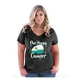 thumbnail image 1 of NIB - Women's Plus Size V-neck T-Shirt - ONE HAPPY CAMPER, 1 of 5