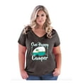 thumbnail image 1 of NIB - Women's Plus Size V-neck T-Shirt - ONE HAPPY CAMPER, 1 of 3