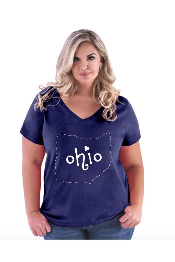 - Women's Plus Size V-neck T-Shirt - Ohio Map