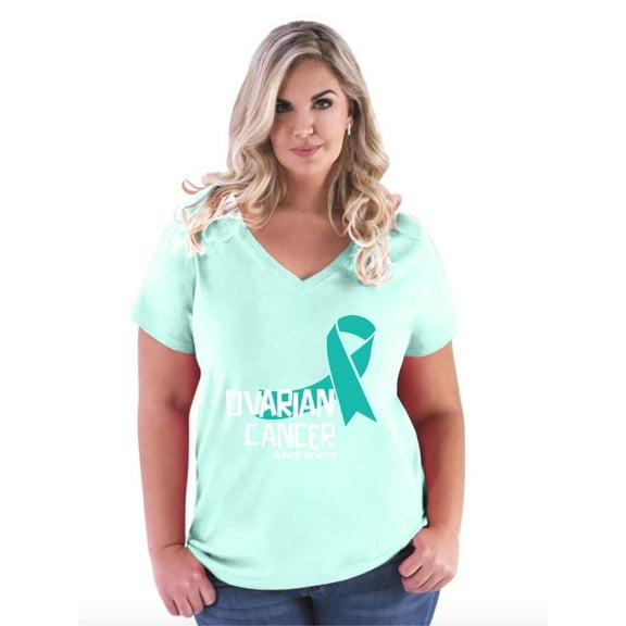 NIB - Women's Plus Size V-neck T-Shirt - Ovarian Cancer