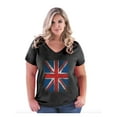 thumbnail image 1 of NIB - Women's Plus Size V-neck T-Shirt - Union Jack British Flag, 1 of 5