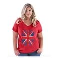 thumbnail image 1 of NIB - Women's Plus Size V-neck T-Shirt - Union Jack British Flag, 1 of 5