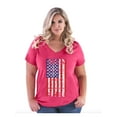 thumbnail image 1 of NIB - Women's Plus Size V-neck T-Shirt, up to Size 28 - American Flag 4th of July, 1 of 5