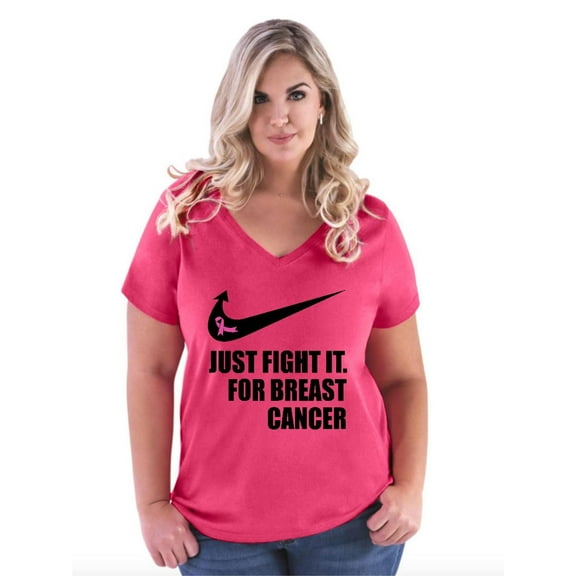 NIB - Women's Plus Size V-neck T-Shirt, up to Size 28 - Breast Cancer