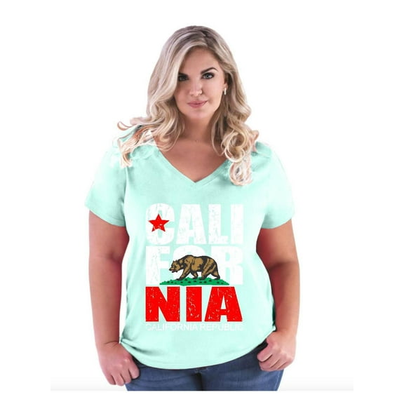 NIB - Women's Plus Size V-neck T-Shirt, up to Size 28 - California Cali