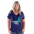 thumbnail image 1 of NIB - Women's Plus Size V-neck T-Shirt - Cervical Cancer, 1 of 4