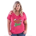 thumbnail image 1 of NIB - Women's Plus Size V-neck T-Shirt, up to Size 28 - Christmas Dear Santa, 1 of 5