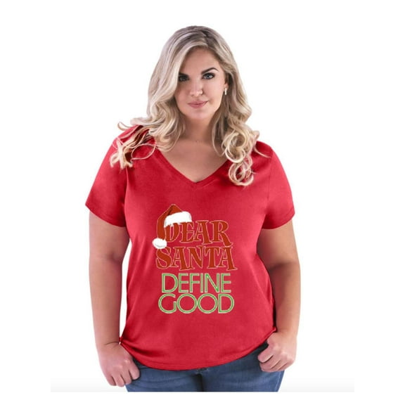 NIB - Women's Plus Size V-neck T-Shirt, up to Size 28 - Christmas Define Good