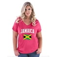 thumbnail image 1 of NIB - Women's Plus Size V-neck T-Shirt, up to Size 28 - Jamaica Flag, 1 of 5