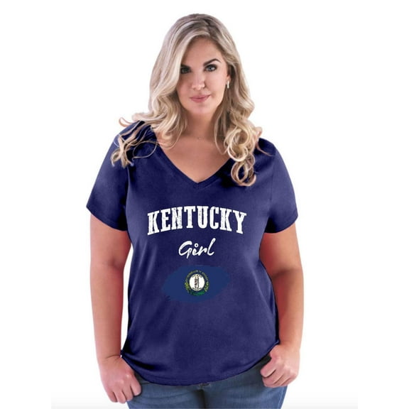 NIB - Women's Plus Size V-neck T-Shirt, up to Size 28 - Kentucky Girl