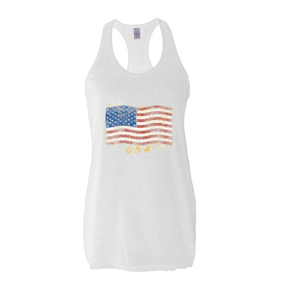 NIB - Women's Racerback Tank Top - American Flag USA in Gold