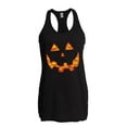 thumbnail image 1 of IWPF - Women's Racerback Tank Top - Halloween Costume Pumpkin Face, 1 of 5