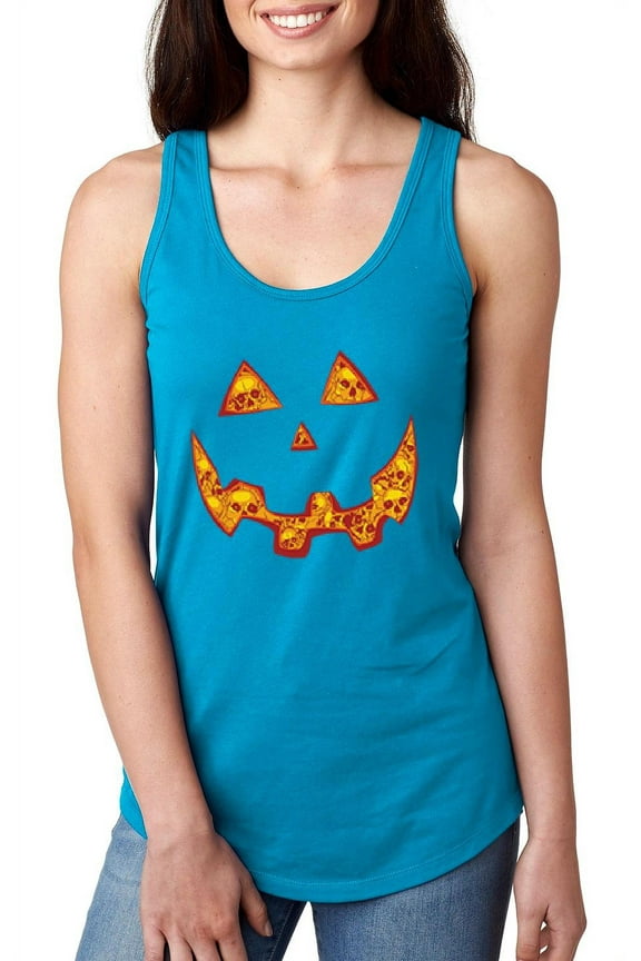 - Women's Racerback Tank Top - Halloween Costume Pumpkin Face