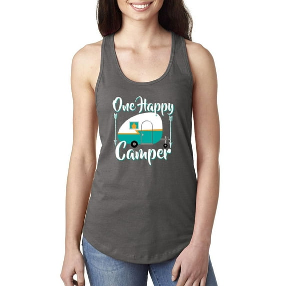 NIB - Women's Racerback Tank Top - ONE HAPPY CAMPER