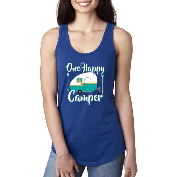 NIB - Women's Racerback Tank Top - ONE HAPPY CAMPER