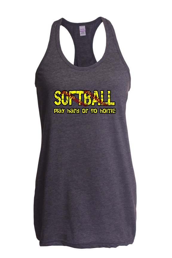 - Women's Racerback Tank Top - Softball Play Hard or Go Home