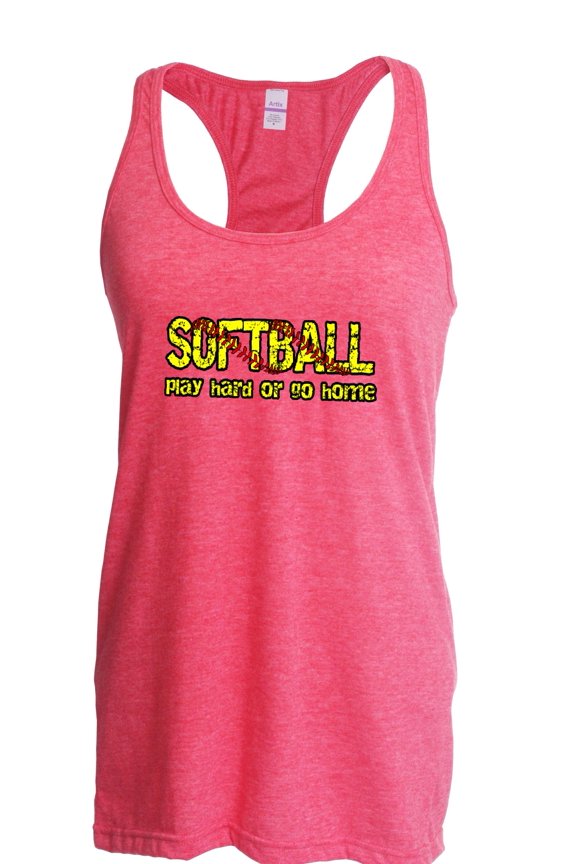 - Women's Racerback Tank Top - Softball Play Hard or Go Home