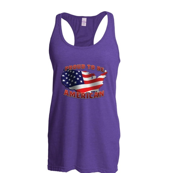 NIB - Women's Racerback Tank Top, up to Women Size 2XL - American Proud To Be US Flag