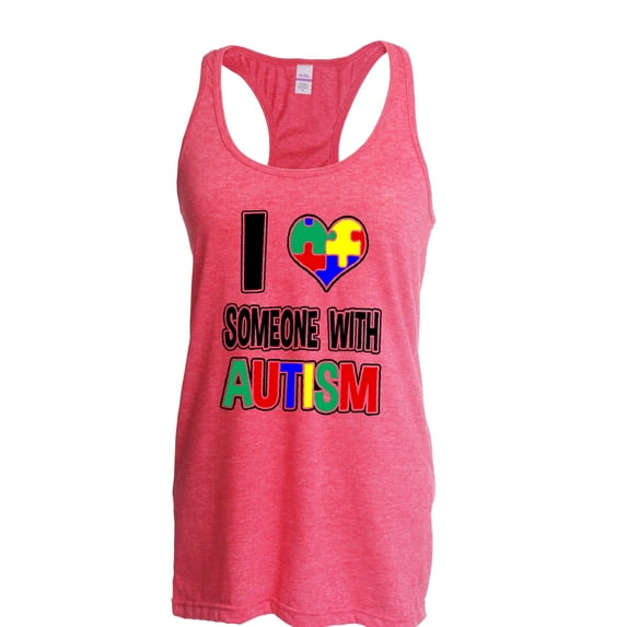 NIB - Women's Racerback Tank Top, up to Women Size 2XL - I Love Someone With Autism