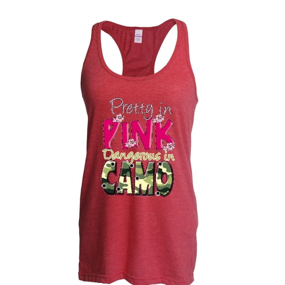 NIB - Women's Racerback Tank Top - Pretty in Pink Dangerous in Camo