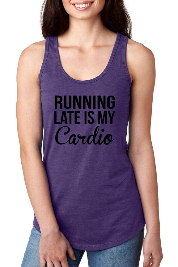NIB - Women's Racerback Tank Top, up to Women Size 2XL - Running Late is My Cardio